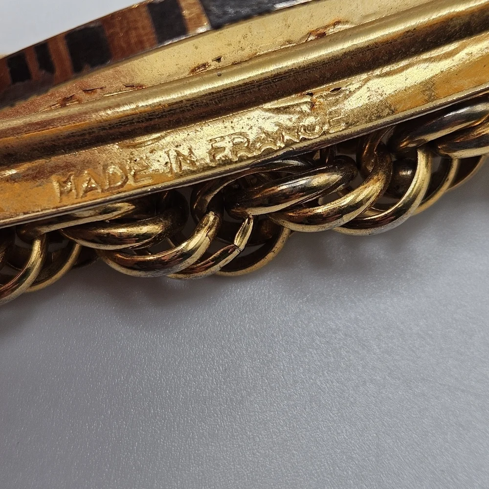 VINTAGE Gold Tone Twisted Metal Hair French Barrette Made in France